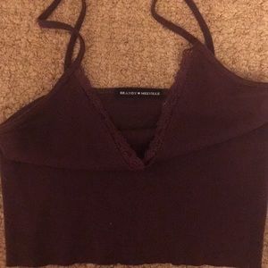 Purple plum brandy Melville lace tank crop top